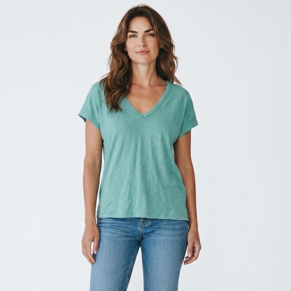 Michael Stars Mint Green 100% Supima Cotton V-Neck‎ Oversized Tee One Size USA